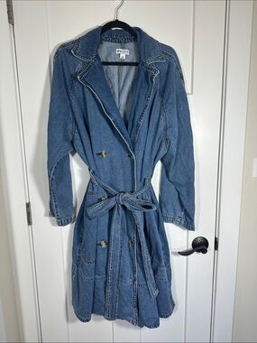 Vintage inspired Denim Blue Trench Coat 048